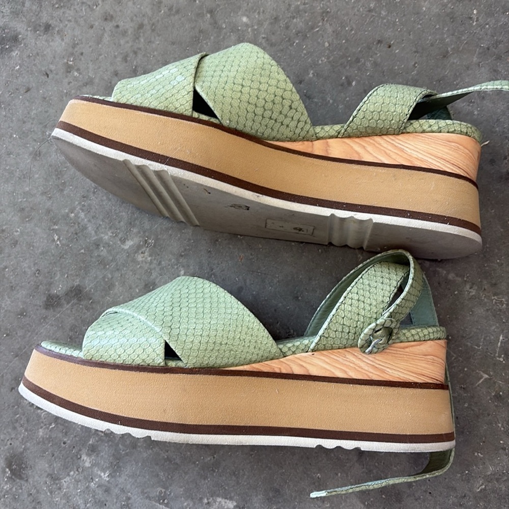 Anthropologie Green Platform Sandals - Picture 4 of 8